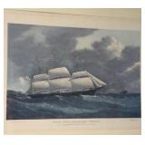 Vintage Framed print U. S. Sailing Ship "Reynard"