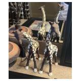 (3) pictures, potted light tree, and (2) giraffe