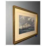 Vintage Framed print U. S. Sailing Ship "Reynard"