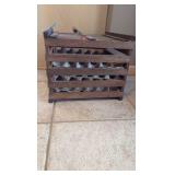 Handmade folk-art metal rooster, crate, basket