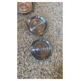Vintage Hammered coaster. woven demijohn flask, Buenilum Micarta tray