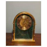 Vintage brass table lamp & Brass Bulova desk clock