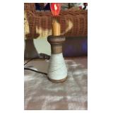 (2) Candlestick holders; (2) vases; (1) lamp