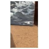 (2) "Rare Woods" frames. Red frame. Oil painting.