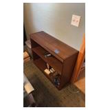 (2) Wood lateral 2-drawer file cabinets and bookshelf