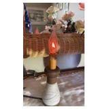 (2) Candlestick holders; (2) vases; (1) lamp