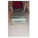 Wicker chair with matching footrest