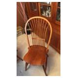 Dining wood table with 6 spindle back chairs L66” x D44” x H30”