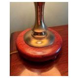 Vintage Brass Lamp with wood base and drum shaped shade