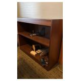 (2) Wood lateral 2-drawer file cabinets and bookshelf