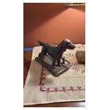 Dog figural table lamp; (2) dog figurines