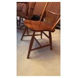 Dining wood table with 6 spindle back chairs L66” x D44” x H30”