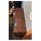 (2) Wood lateral 2-drawer file cabinets and bookshelf