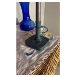 (2) Candlestick holders; (2) vases; (1) lamp