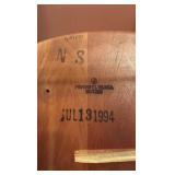 Dining wood table with 6 spindle back chairs L66” x D44” x H30”