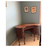 Vintage Kidney-shaped writing desk Victorian Revival style