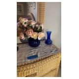 (2) Candlestick holders; (2) vases; (1) lamp