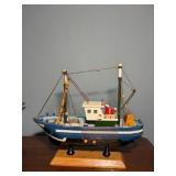 Pair of Nautical Ship Models – Classic Sailing Schooner & Fishing Boat Display