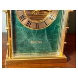 Vintage brass table lamp & Brass Bulova desk clock
