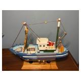 Pair of Nautical Ship Models – Classic Sailing Schooner & Fishing Boat Display