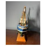 Pair of Nautical Ship Models – Classic Sailing Schooner & Fishing Boat Display