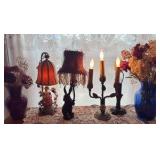 (4) lamps; (2) vases; (1) amethyst