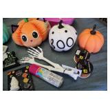 Box of halloween decorations and cr...
