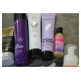 Variety of hair care products...