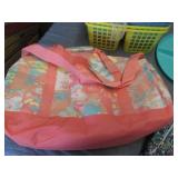 Plastic storage totes, duffle bag a...