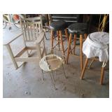 Project wood framed rocker, stools ...