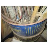 Metal 55-gallon drum containing a w...