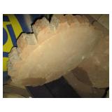 Stack of 6 round bark-on wood slabs a...