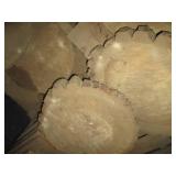 Stack of 6 round bark-on wood slabs a...