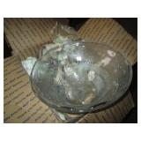 Vintage clear cut glass punch bowl ...