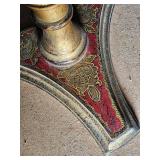 Ornate Red & Gold Magazine Rack and Pedestal Table (Lot of 2)