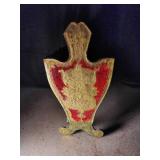 Ornate Red & Gold Magazine Rack and Pedestal Table (Lot of 2)