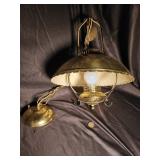 Antique Brass Hanging Lamp with Brass Shade