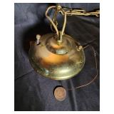 Antique Brass Hanging Lamp with Brass Shade