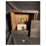 Antique Wooden Mantel Clock Case with Ornate Roman Dial