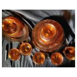 Amber Glass Cup & Saucer Set