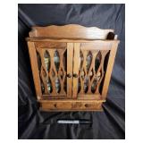 Vintage Wooden Spice Cabinet with 12 Bottles