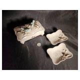 Fairland Import Hand Made in Japan Bird Trinket Box & Dishes (Lot of 3)