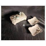 Fairland Import Hand Made in Japan Bird Trinket Box & Dishes (Lot of 3)