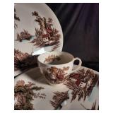 Porcelain Teacup & Saucer Set (Lot of 4)