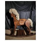 Wooden Rocking Horse with Leather Saddle