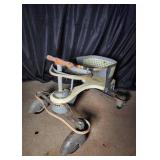 Vintage Metal Baby Walker with Wood Handle
