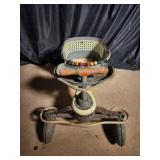 Vintage Metal Baby Walker with Wood Handle