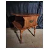 Vintage Wood Accent Table with Drawer & Shelf