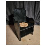 Wooden Armchair with Cane Seat & Shelf