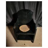 Wooden Armchair with Cane Seat & Shelf